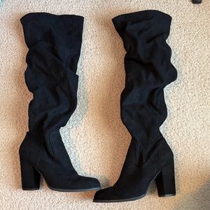 Black Knee High Slouchy Women's Boots